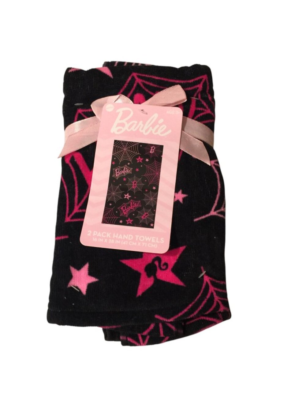 Barbie Halloween Themed Hand Towels Set of 2 Spider Webs Black Pink